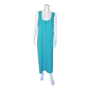 Soma Live Lounge Wear Blue White Striped Maxi Tank Dress Sleeveless XL